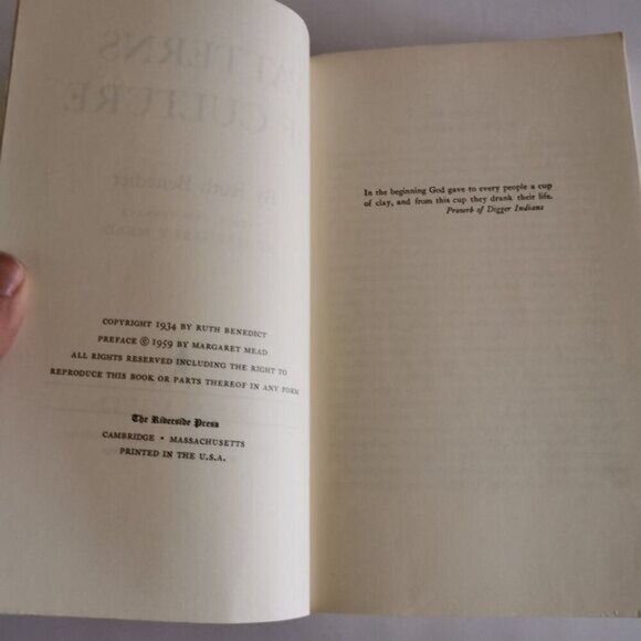 1959 Patterns of Culture Ruth Benedict PB Book, Anthropology Text Margaret Mead - Picture 5 of 9